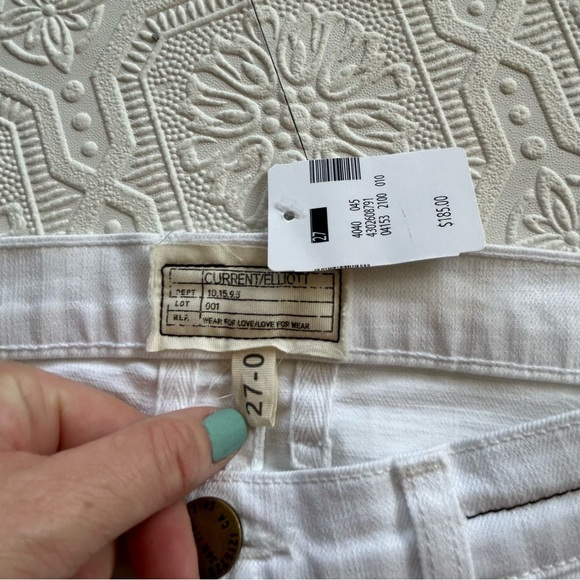 Current Elliott The Fling Slim Boyfriend Jean Sugar White Denim Sz 27 NWT - Picture 10 of 15